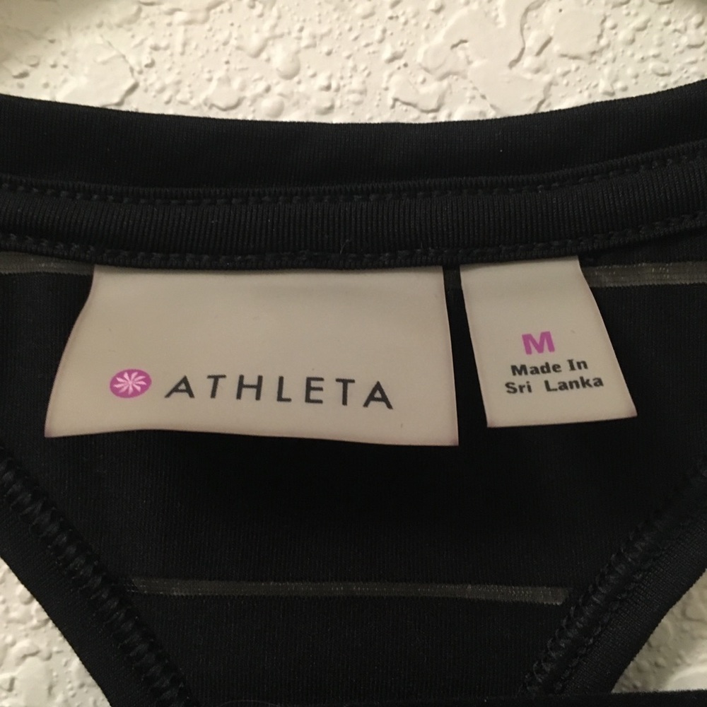 ❌SOLD❌Athleta | Stripe Mesh High Neck Chi Tank - Picture 3 of 5